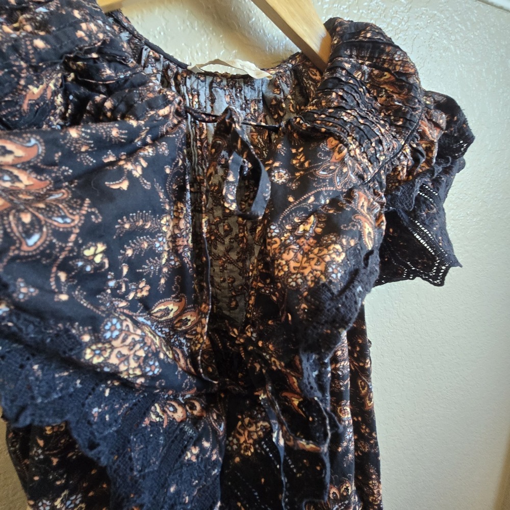 Ulla Johnson Jacqueline 8 Black Floral Pleated Cocktail Evening Midi Dress - Picture 4 of 14